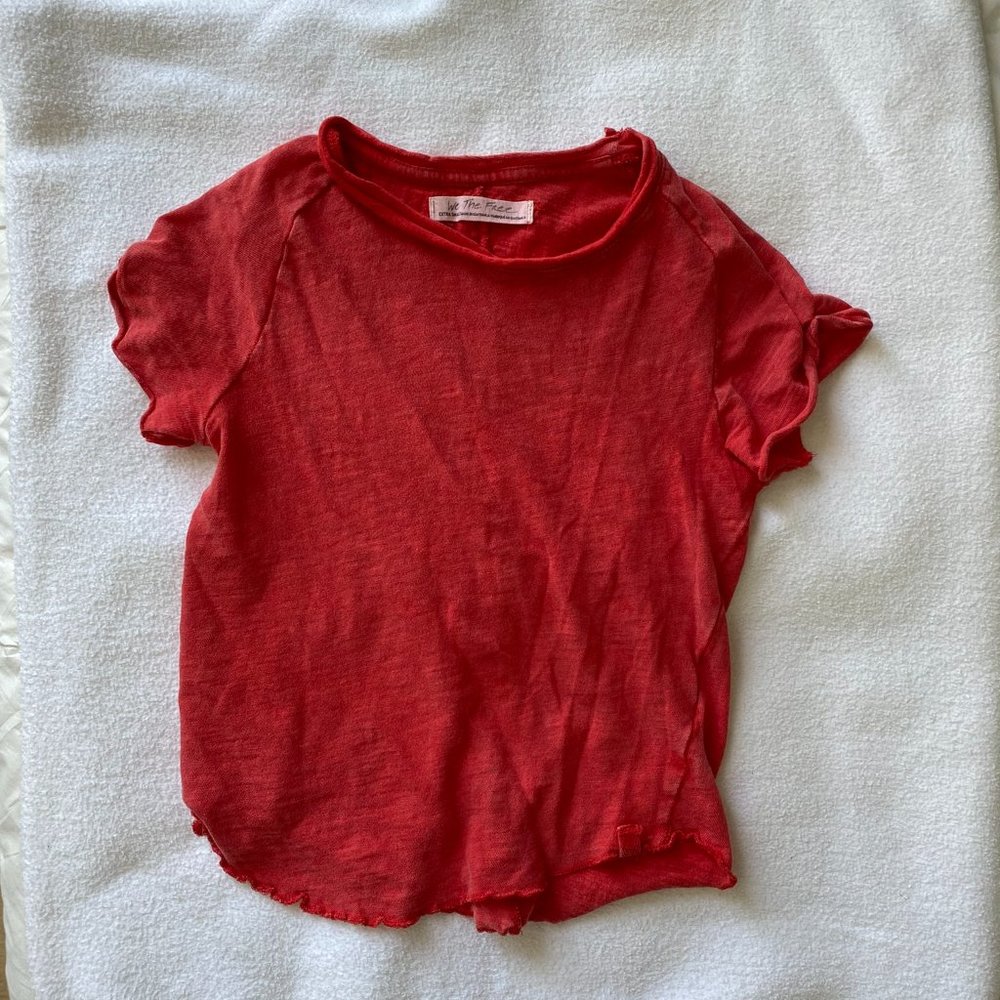 Free People Red Short Sleeve Tee
